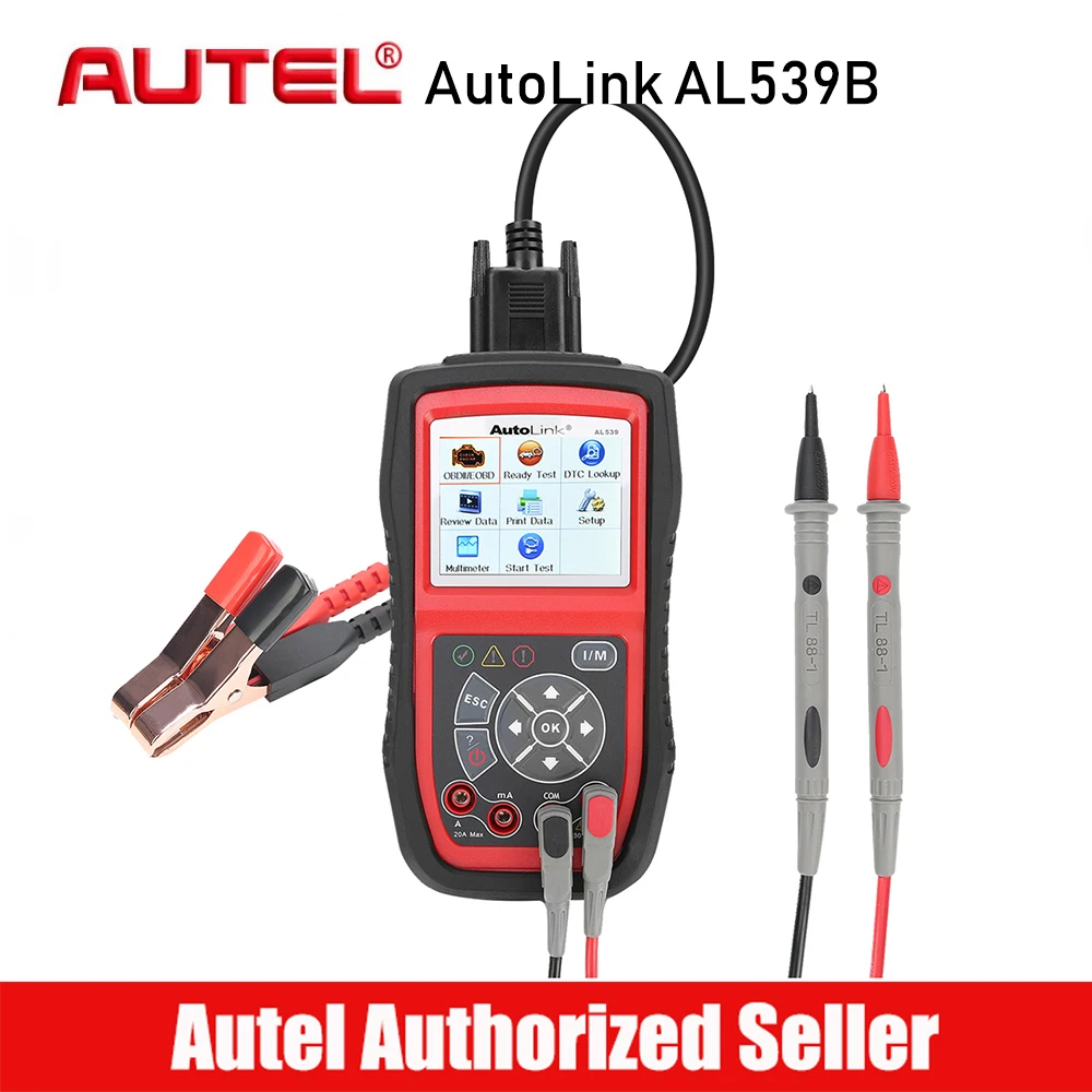 AUTEL AutoLink AL539 AL539B Battery Tester Car Electrical Test Tool AVOMeter Voltage OBD2 Code Reader Scanner Diagnostic Tool AUTEL AutoLink AL539 AL539B Battery Tester Car Electrical Test Tool AVOMeter Voltage OBD2 Code Reader Scanner Diagnostic Tool