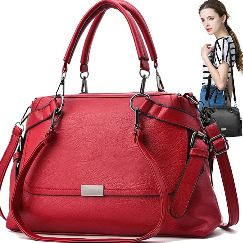

red Women Shoulder Bag ladies hand bags high Quality Boston Women handbag Brand Messenger Bags Female large Tote Crossbody Bag
