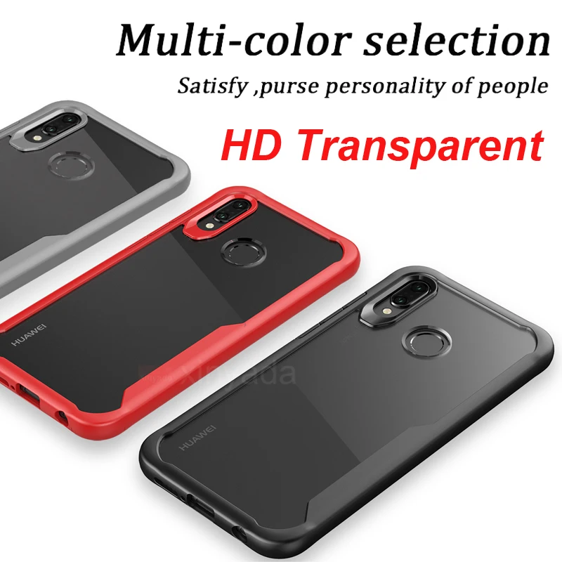 

Soft Gel Bumper Silicone TPU Clear PC Hard Back Cover For Huawei P Smart 2019 Plus 3i 3 Nova 4 Case Shell coque house