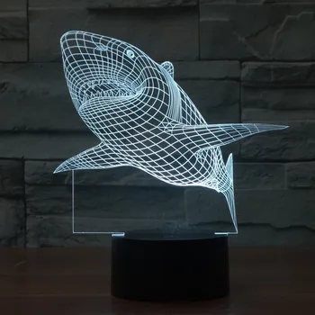 

Shark Shape Colorful Visual Stereo Light LED Gradient 3D Light Touch Charging Visual Colorful Night Light