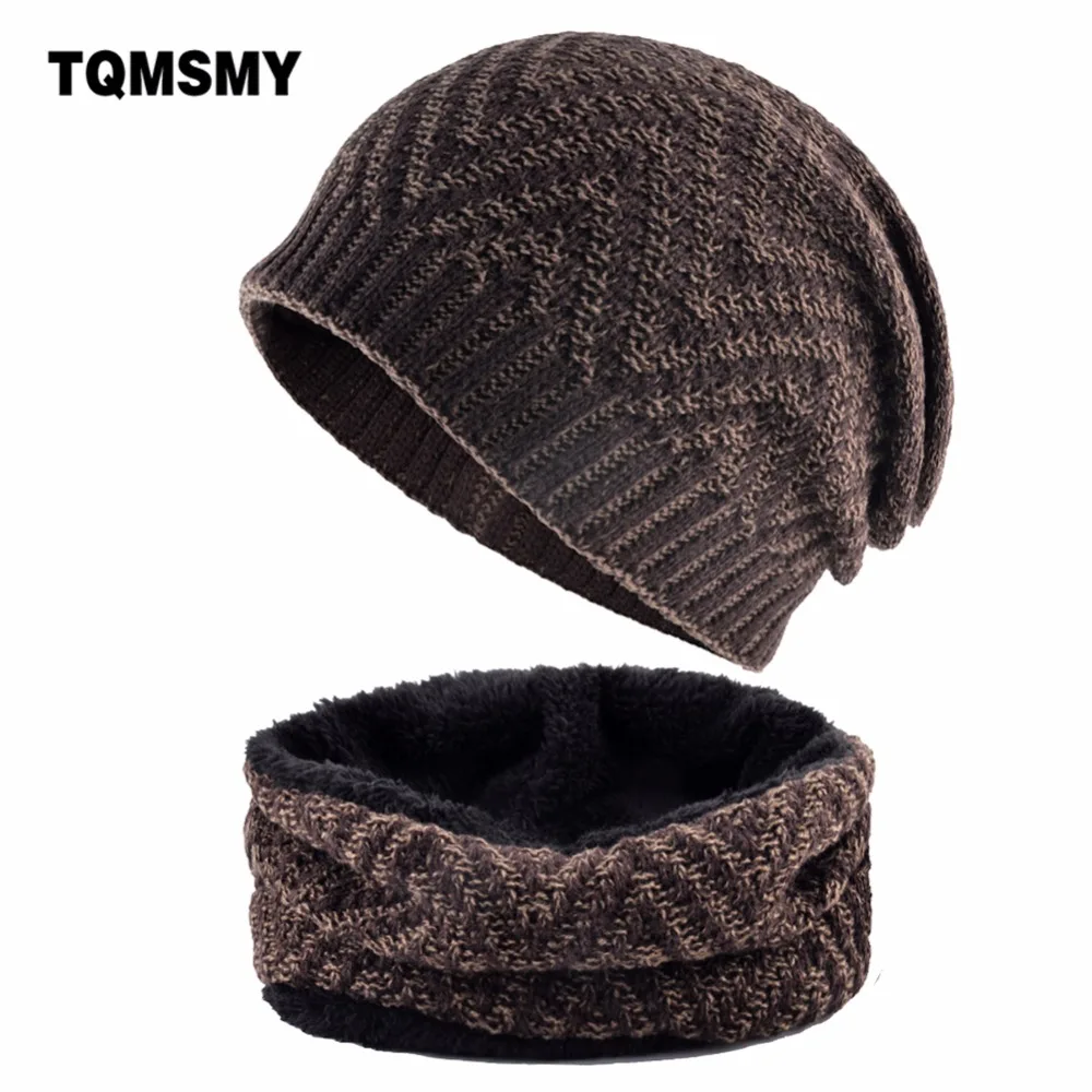 TQMSMY зимняя шапка Skullies Beanies для мужчин и женщин вязаная шарф рябь Стиль Толстая