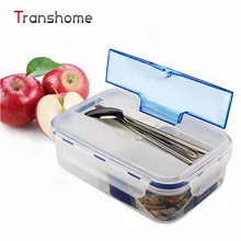 1000 ml Caja de Comida de Microondas Bento Moderno Transparente Portátil Con Juegos de Vajilla Plato de Sopa