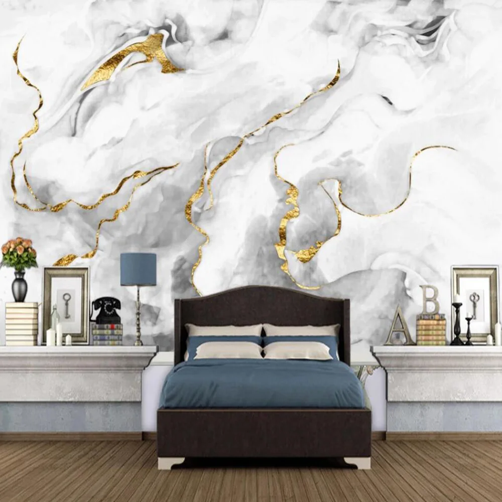 

Custom 3D mural wallpaper abstract gold foil ink landscape TV decoration background wall