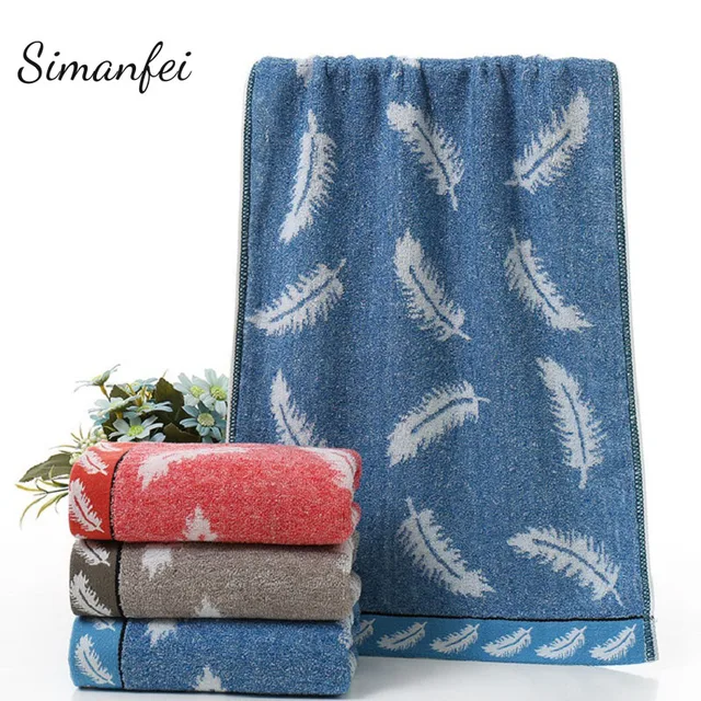 Cheap Simanfei Towel 2018 New Cotton Adult Bath Face Towel Feather Print Comfortable Beach Towels Fast Drying Man Boys Hair Hand Towel