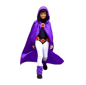 Deluxe Girls Dress Like Teen Titan Raven Costume for Cosplay & Halloween 4pcs/1set Birthday Party Costume