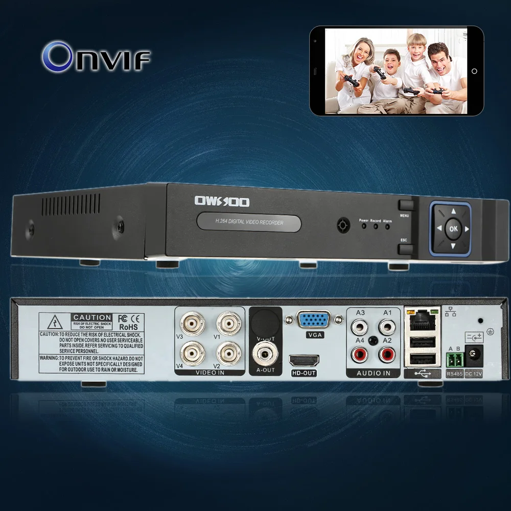 OWSOO 4CH AHD DVR рекордер Full 1080N камера видеонаблюдения H.264 4 канальный цифровой
