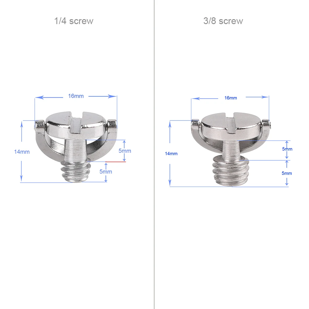 1/4 inch 3/8" in D-Ring C-Ring Quick Release Plate Camera Screw for Canon/Nikon/Sony/Pentax Tripod Monopod L Plate Photo Studio