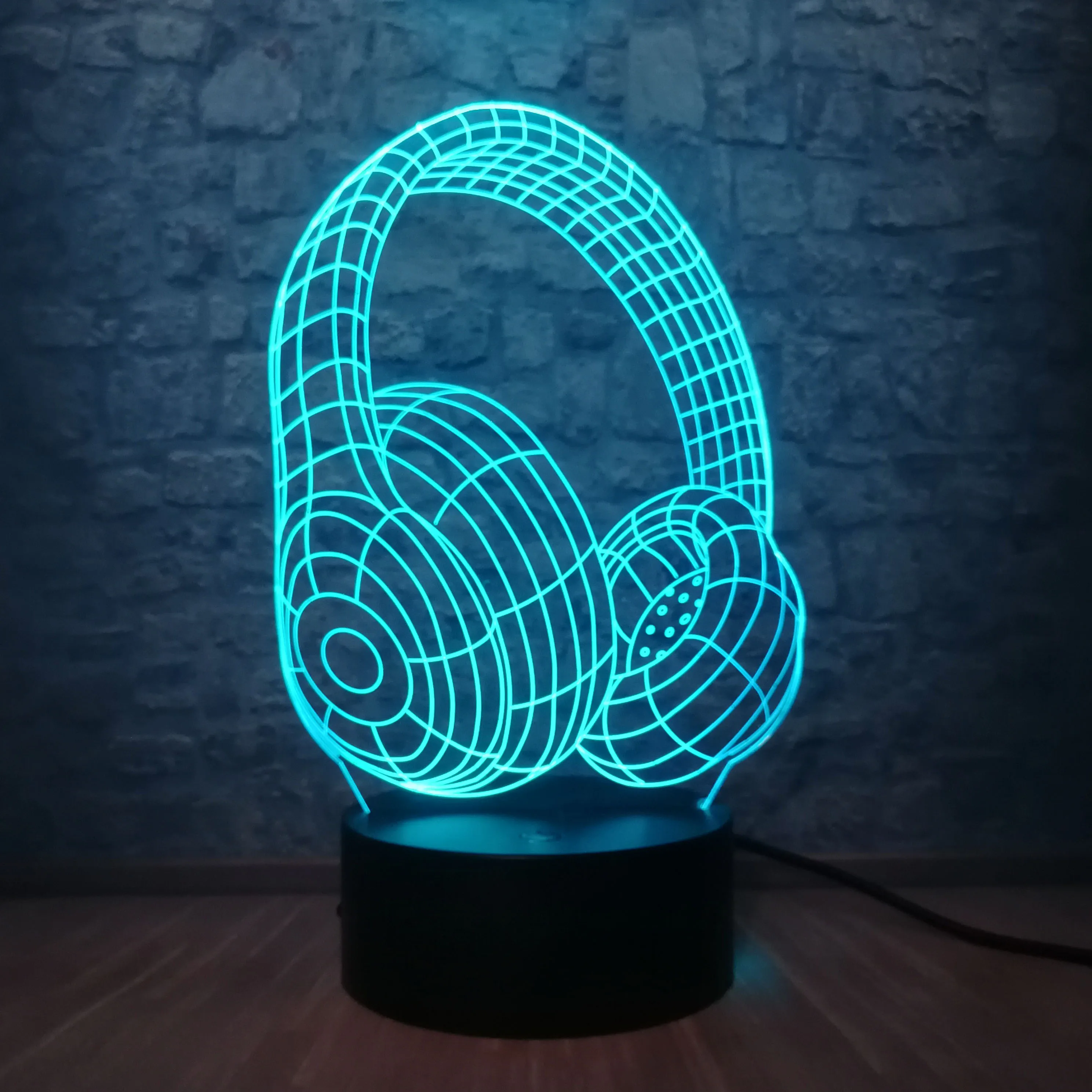 Новинка Дизайн Наушники Гарнитура 3D светодиодный USB лампа красочные акриловые