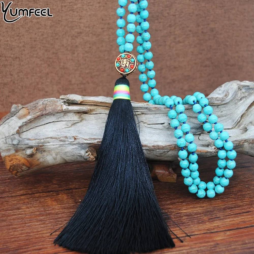 Best Yumfeel Brand Natural Stone 108 Beads Necklaces Women Prayer Religious Nepal Pendant Long Mala Necklace Jewelry