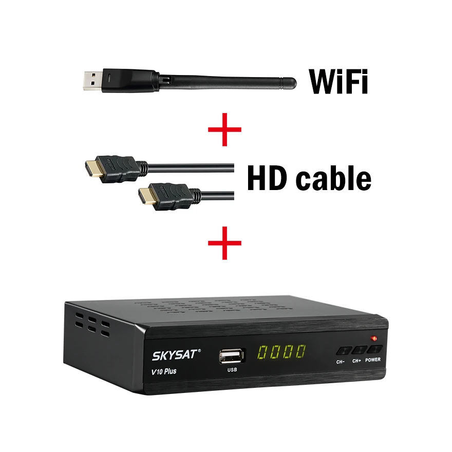 Xtream IPTV Box SKYSAT V10 Plus DVB-S2 Receiver with RJ45 Support CS CCCamd Newcamd Auto Biss Auto PowerVu IPTV M3U Youtube WiFi - Цвет: HD Cable WIFI