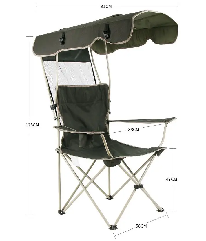 Открытый креативный портативный складной стул съемный тент Толстая стальная Труба Двойная Ткань Оксфорд рыболовное пляжное кресло