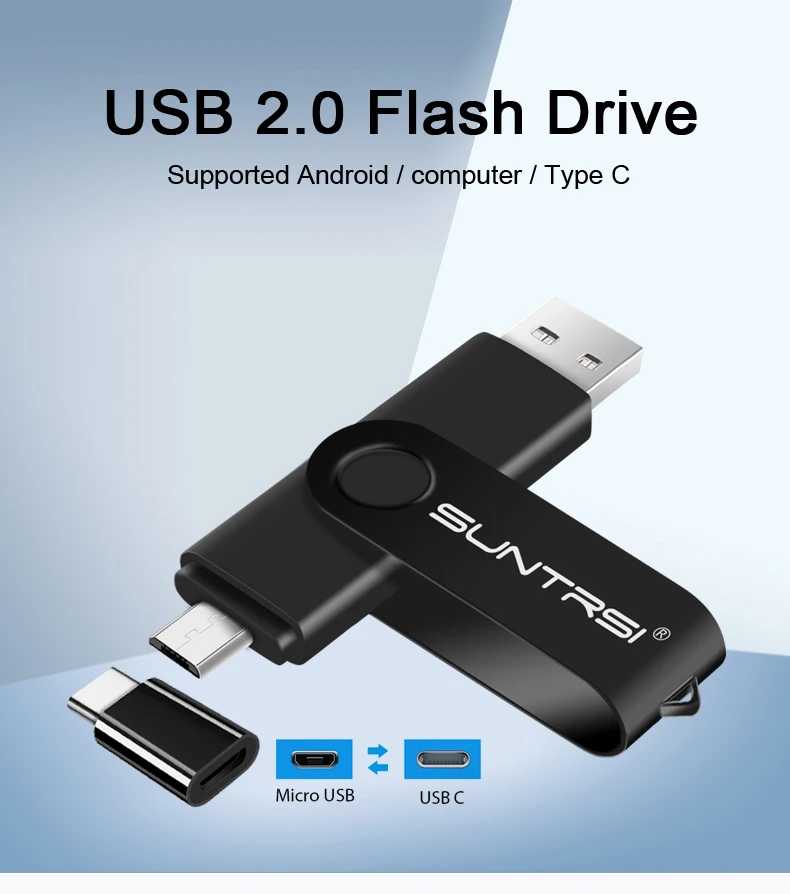 Suntrsi OTG USB флеш-накопитель 128 Гб Тип C флеш-накопитель usb 64 ГБ флеш-диск металлический 16 Гб для смартфона/планшета/ПК