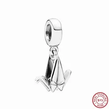 Популярные 925 пробы серебро Журавлик оригами Pendnat Талисман из бусин ручной работы Fit PANDORA Подвески для женщин для изготовления ювелирных украшений FL455