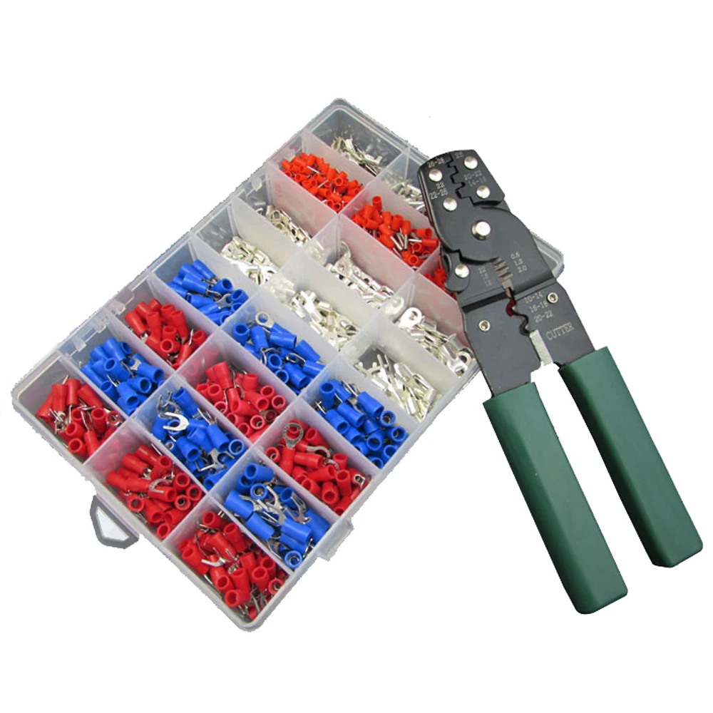 Goede Draad Krimptang Cutter Crimper Stripper met 1000 pcs Pre geïsoleerde Terminals Assortiment Set Kit