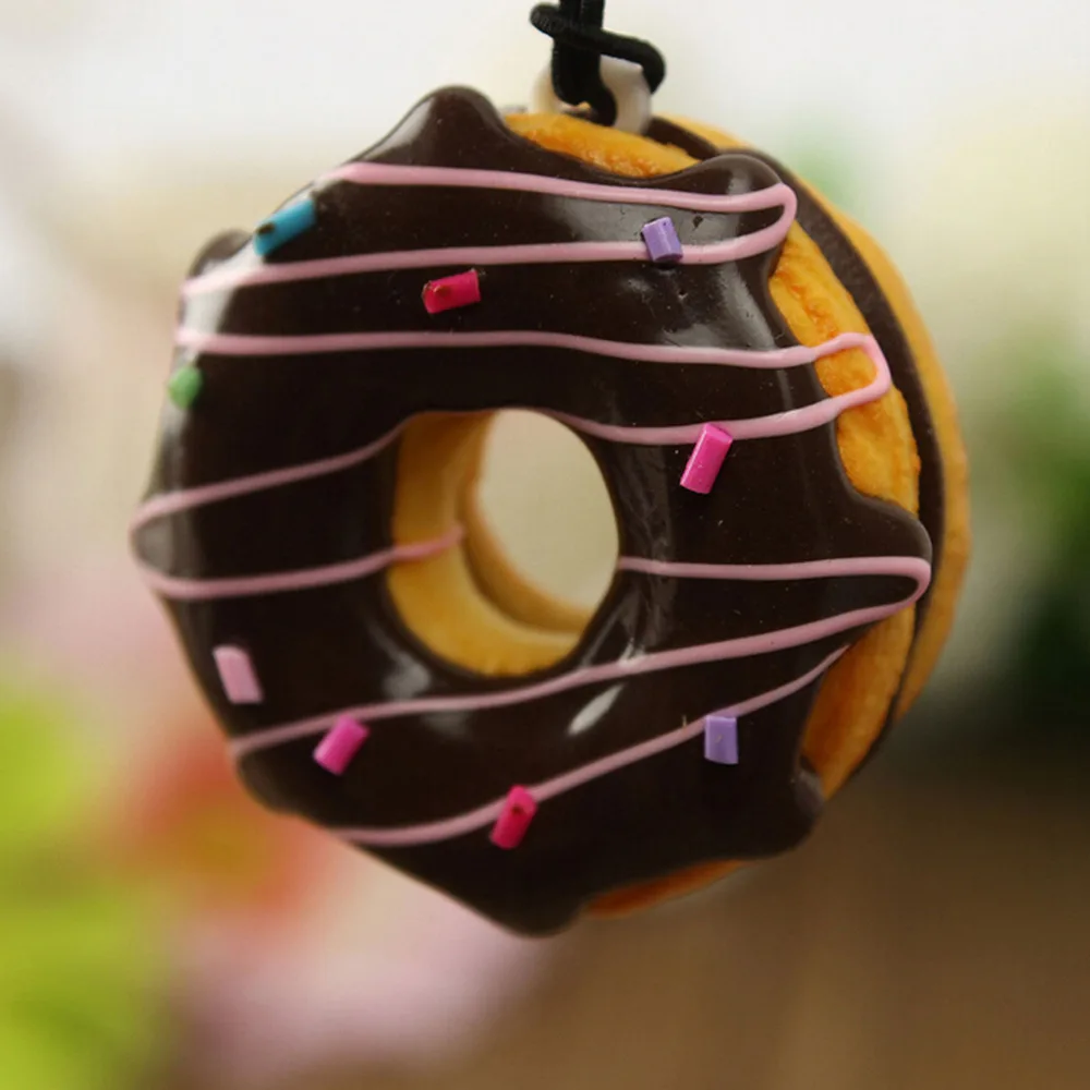 JINHF 2 шт милые цветные красочные пончики шармы ремешки для мобильных телефонов мягкий кавайный мягкий брелок ремни случайный цвет = 4,5 см