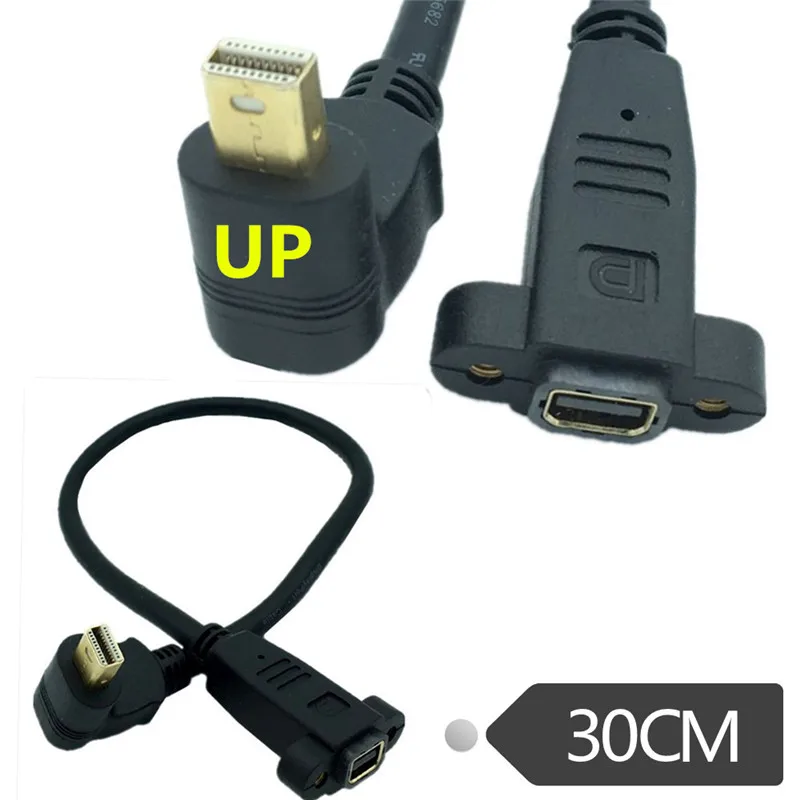 90-Degree Angled Mini DisplayPort Male to Female 4K Cable with Extend Screw Panel Mount Description Image.This Product Can Be Found With The Tag Names Computer Cables Connecting, Computer Peripherals, PC Hardware Cables Adapters, Right left up down