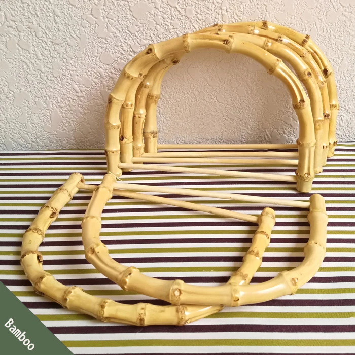 DIY аксессуары для бамбуковых ручки для сумок Asas De Bolsa одна пара = 2 шт, натуральный бамбук 18,5X12,5 см ручка сумки