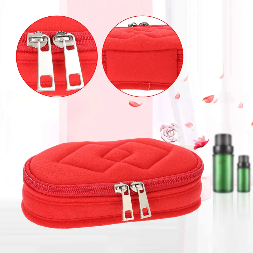

brand new Essential Oil makeup bag Bottle Carbon Fiber Storage Bags Dual-zipper Portable Cosmetic bag Makeup Tool Kit 2019