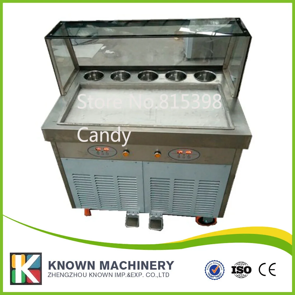 big pan thai fried ice cream machine double compressors ice pan ice cream machine without cover