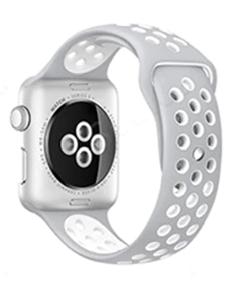 Для Apple Watch, версии 3, 2, 1 ремешок спортивный браслет силиконовый ремешок 42 мм, 38 мм, браслет из нержавеющей стали Смарт-часы напульсник Для мужчин Для женщин ремень резиновый наручных часов iWatch, ремешок - Цвет ремешка: Silver White