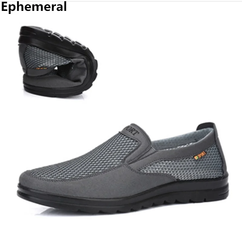 

Brand new Ephemeral Summer breathable mesh shoes men platform loafers round toe casual slip-on anti-slip for man larger size 47