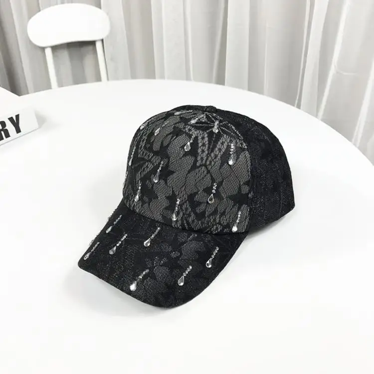 TOTRUST Летняя женская кепка с блестками,, Snapback, выходная шляпа для женщин, бейсболка с регулируемым размером, Регулируемая Повседневная Кепка с бисером