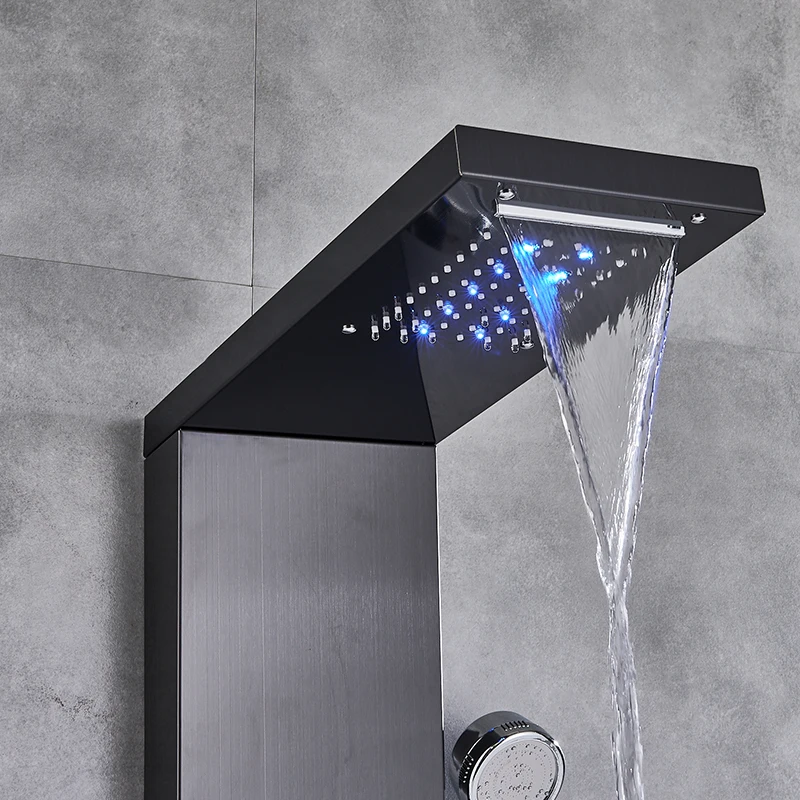Роскошная душевая колонна кран светодиодный светильник ванная комната Ванна Душевая система спа распылитель для массажа температура экрана шоу
