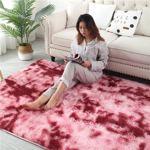 Градиентный цвет, ковер для гостиной, европейский модный коврик для спальни с длинными волосами, прикроватное одеяло, моющийся индивидуальный ковер - Цвет: 8
