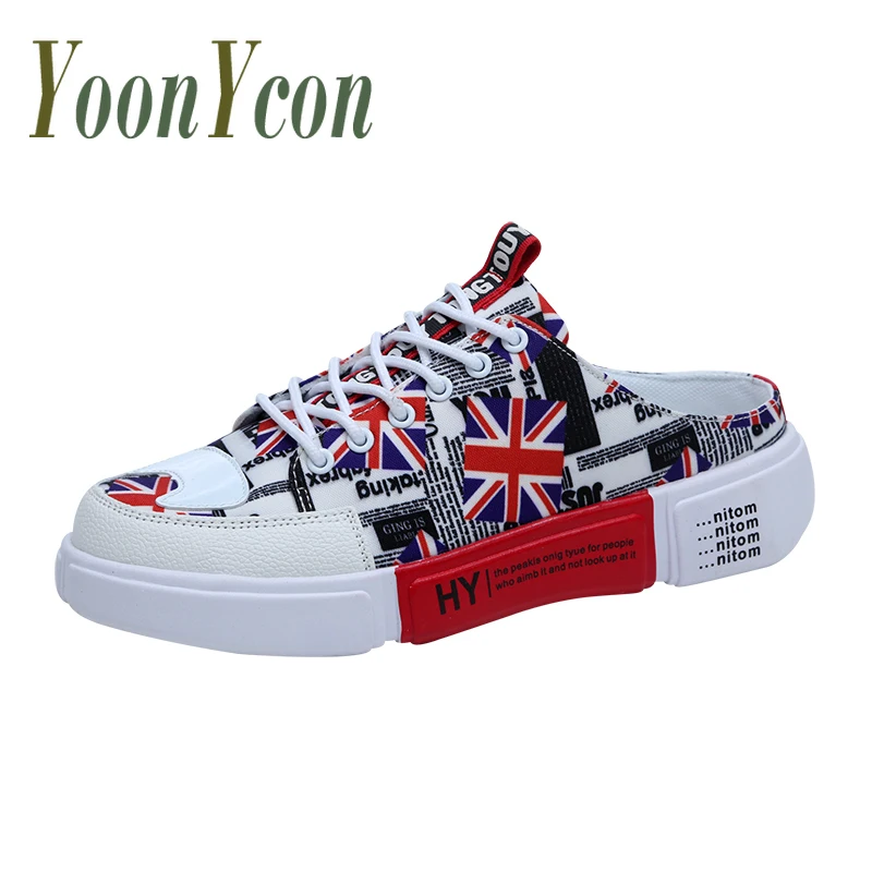 

Lazy Loafers Men Summer Half Drag Casual Shoes Breathable Fashion Male Walking Loafers Colorful Comfortable Canvas Loafers