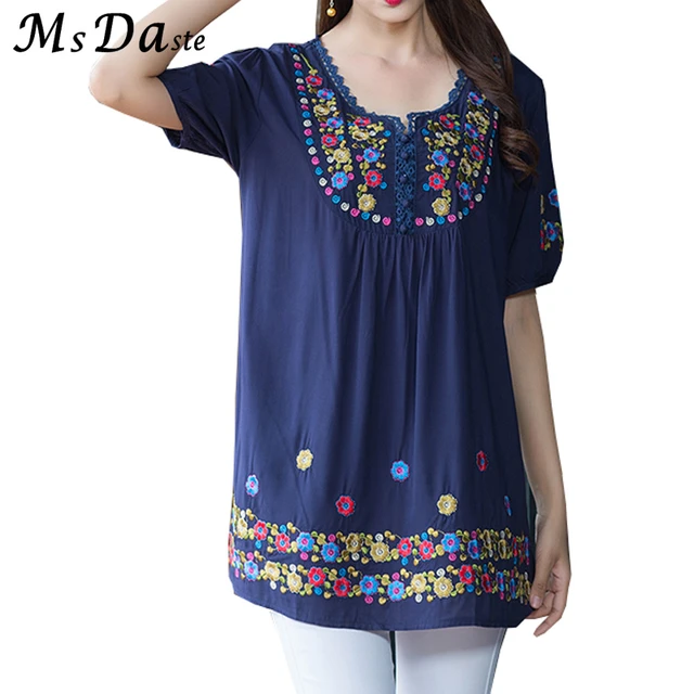Summer Spring Autumn Sexy Women Embroidered Flare Sleeve Blouse