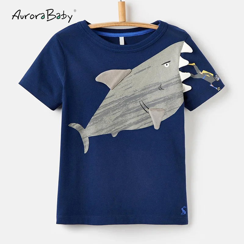 

New Arrivals Shark&Diver Pattern Children Kids Summer T-shirt For Baby Boys Clothes Cotton short sleeve Clothing Boys T Shirt
