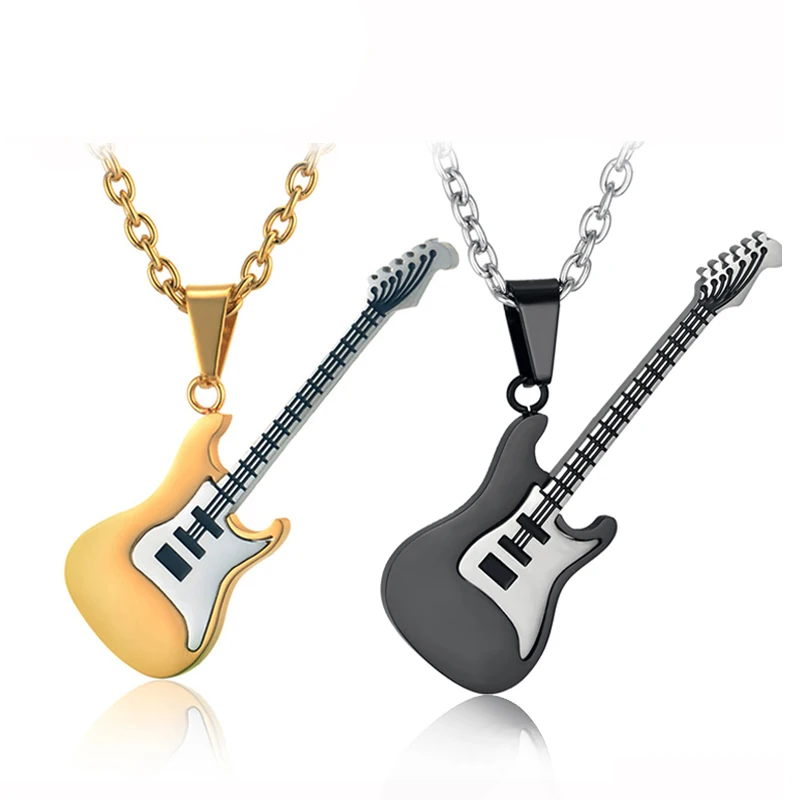 Guitar Necklace & Pendant Stainless Steel Music Jewelry