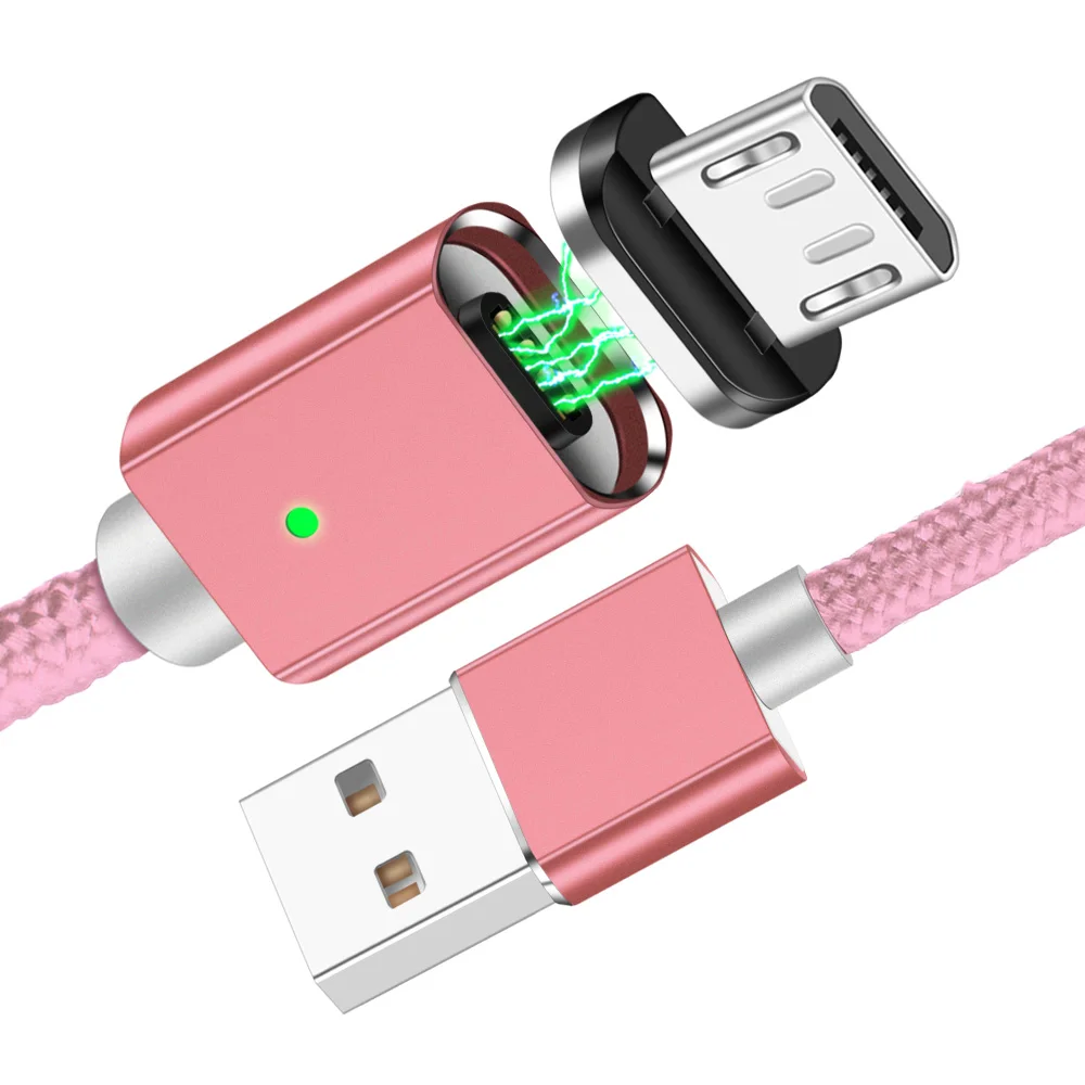 Магнитный usb кабель Олаф для быстрой зарядки для Iphone 7 X XR XS Max Micro usb type C USB C кабель для samsung galaxy S8 S9 Note 9 Plus - Цвет: Pink