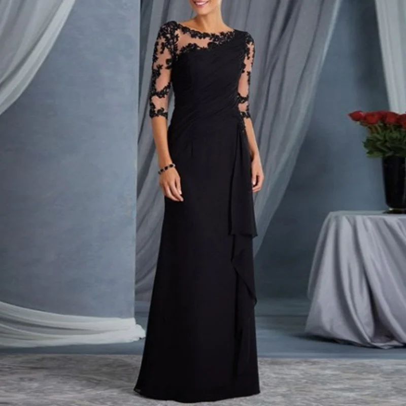 Женское кружевное платье с короткими рукавами и круглым вырезом, облегающее женское вечернее платье-MX8