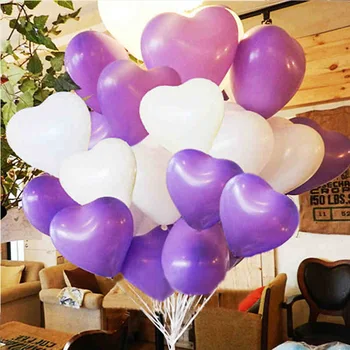 

100 PCS Heart Balloon Settlement Ambience Party Birthday Wedding Color Latex Environmental Blowing Balloon 10-inch