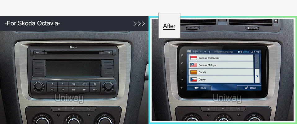 Perfect Uniway 9.0 Car DVD 2 din GPS radio stereo player for Volkswagen VW golf 6 passat b6 B7 Touran polo Tiguan  skoda octavia car dvd 12