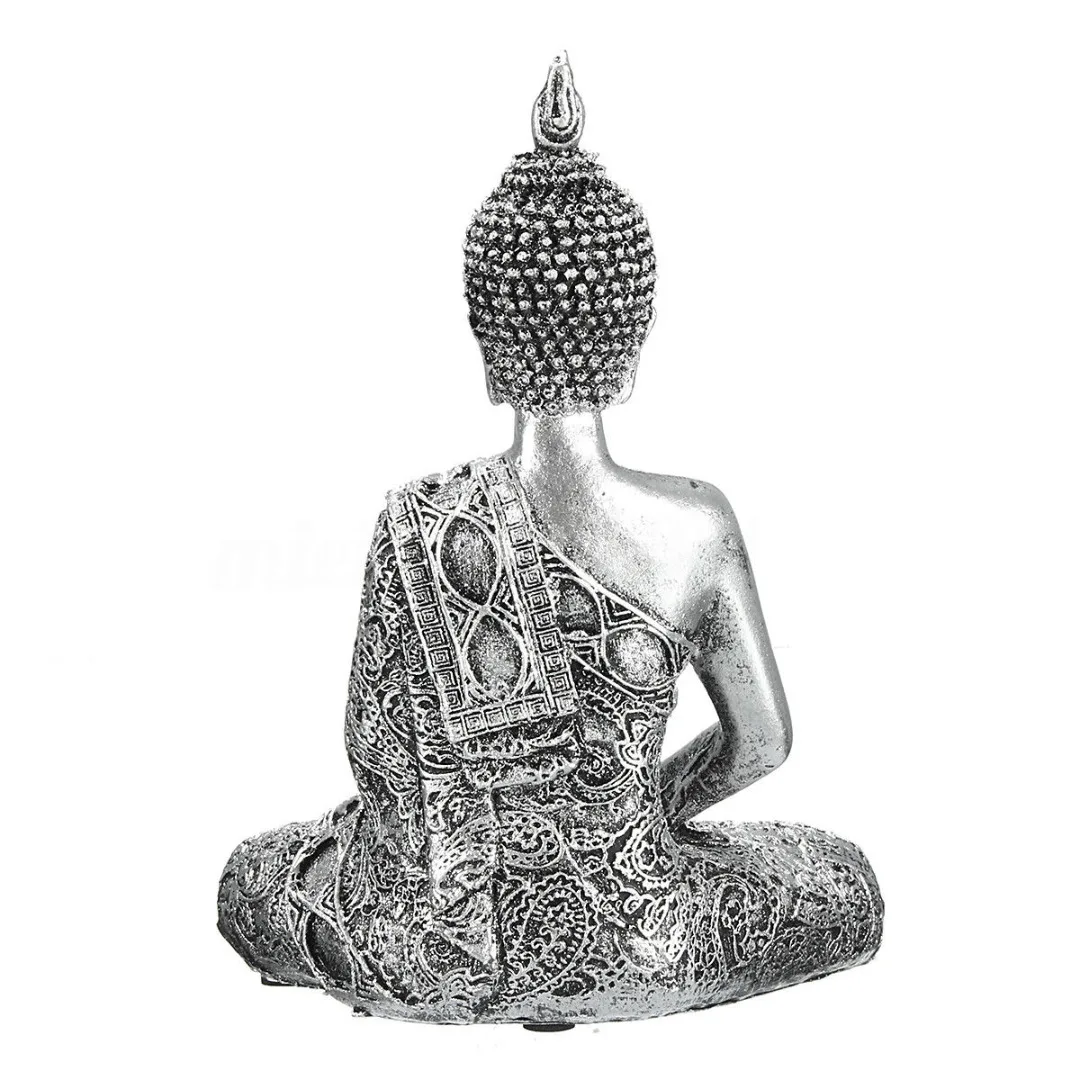 170*30*75mm Silver Thai Buddha Statue Sculpture Meditating Antique Home Ornament Feng Shui Tibetan Buddhist Amitabha