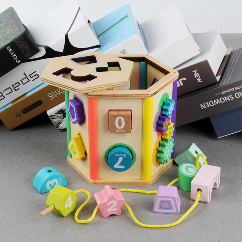 2019 NEW Baby Toy Wooden block Chopping Block Shape matching Wooden box DIY Beads Baby Educational Wooden toy for children gifts 2019 NEW Baby Toy Wooden block Chopping Block Shape matching Wooden box DIY Beads Baby Educational Wooden toy for children gifts