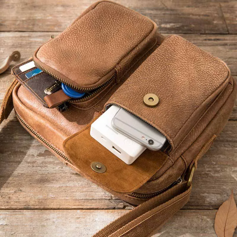 AETOO The first layer of leather Messenger bag leather men's oil leather shoulder bag Japanese large-capacity back bag differenc