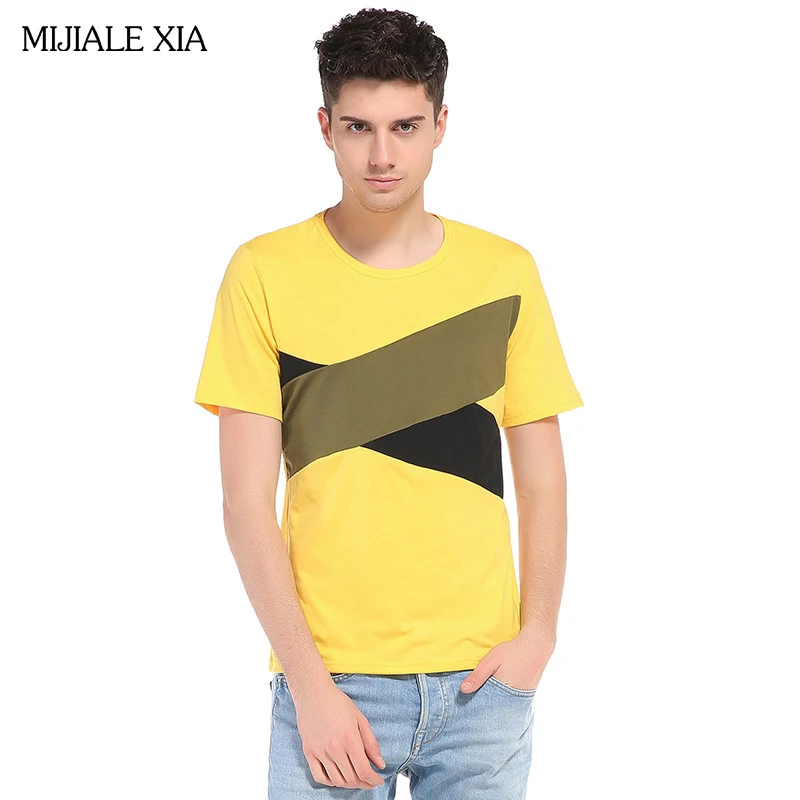 New Men Short-Sleeve T-shirt stretch simple T-shirt Breathable Light Soft O-Neck Patchwork Mens Tees Size S-2XL