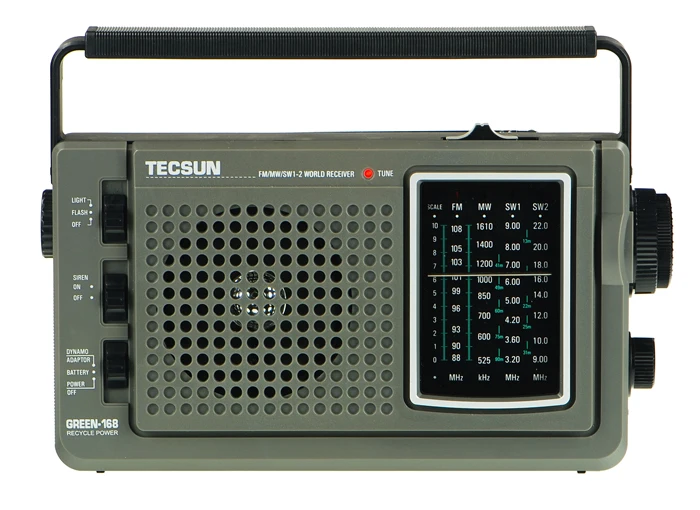 TECSUN GREEN-168 радио FM/MW/SW Ручной Динамо аварийный многополосный радиоприемник винтажное радио