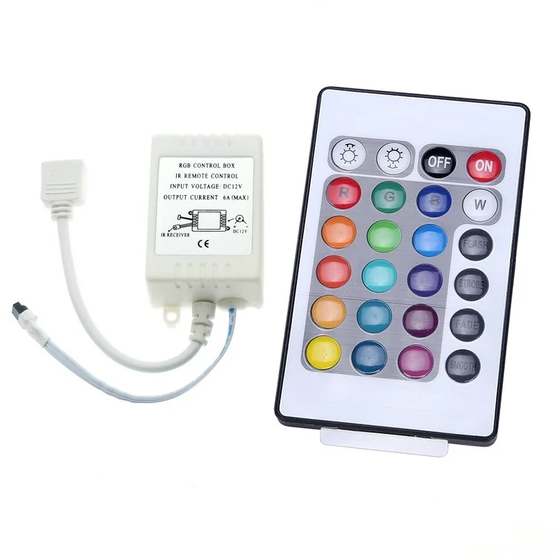 

6A 72W IR 24-key RGB LED Remote Controller for RGB LED Light Strip (DC12V) led light led lamp light 1PCS JTFL213-ly