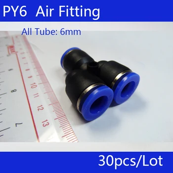 

PY6 HIGH QUALITY 30Pcs PY6 Air Piping Y Adapters 6mm to 6mm One Touch Fittings Quick Connectors