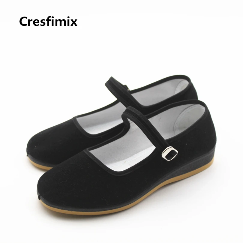 

Cresfimix women casual black buckle strap flat shoes lady soft & comfortable spring shoes female retro dance shoes zapatos a539