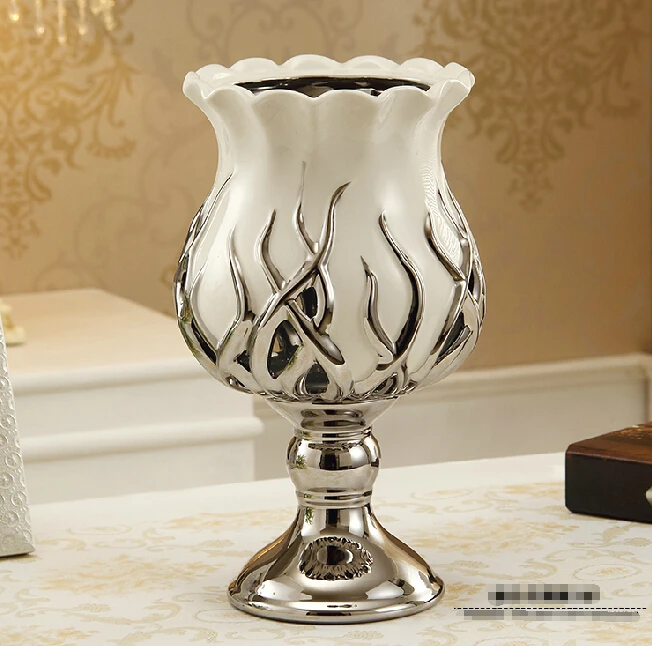 

Ceramic flower vase home decorations ornaments upscale furnishings hollow European creative living room Artificial flower vase