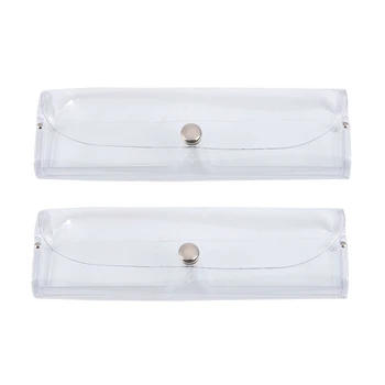 

2 PCS Clear Press Button Closure Plastic Eyeglasses Case