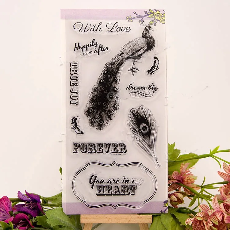 stempel tampons encreurs scrapbooking peacook 10x20 cm ACRYLIC clear