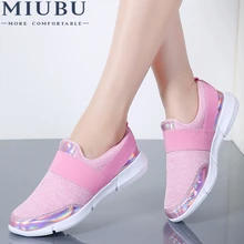 MIUBU осенние кроссовки Для женщин туфли, дышащие лоферы на плоской подошве, женская обувь, без шнуровки, повседневная обувь; tenis feminino; обувь на плоской подошве