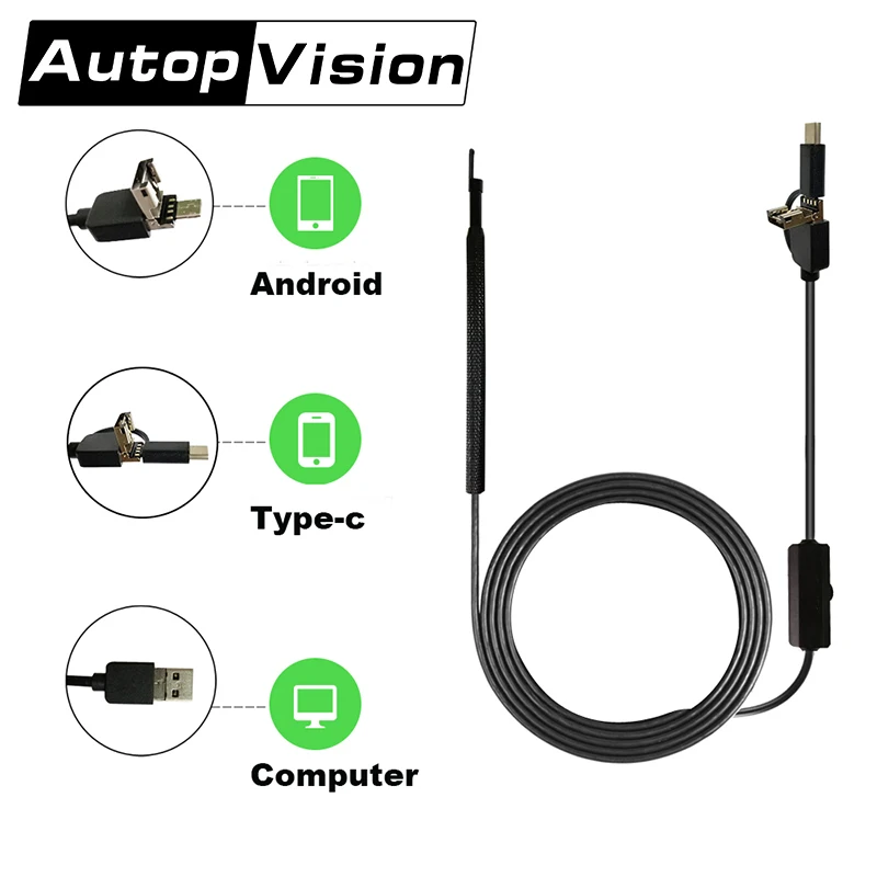 

2-IN-1 Ear Pick Otoscope Borescope Tool USB Ear Cleaning Endoscope HD Visual Ear Spoon Multifunctional Mini Camera for Computer