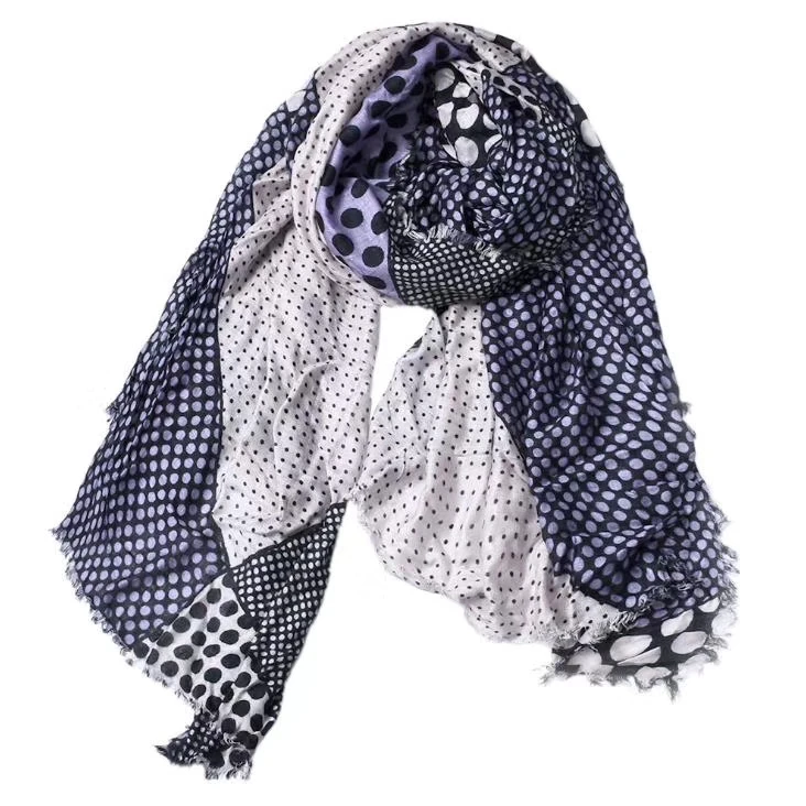 

2018 Fashion Women Cotton Dot Print Patchwork fringe Scarves And Shawls Spot Polka Print fringe Scarf Wrap Hijab Free Shipping